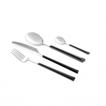 Besteck-Set 24-teilig Marble Black