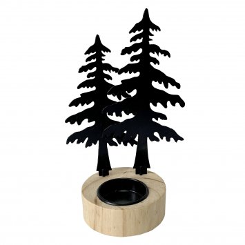 Teelichthalter Wald Schwarz