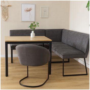 Eckbank 152 x 192 cm Schwarz Vemal kurzer Schenkel links