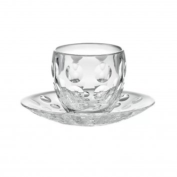 Tasse mit Untertasse, Kunststoff transparente Punkte