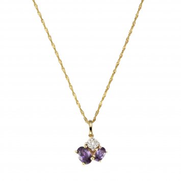 Halskette Gold 375 mit echtem Amethyst + Zirkonia
