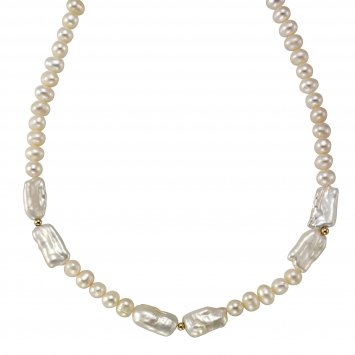 Halskette Gold 585 Perle weiß 6-7mm