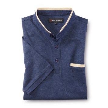 Piquéshirt mit Mao-Kragen