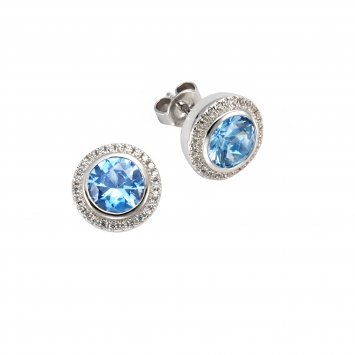 Ohrring 925/- Sterling Silber Zirkonia & sy. Blautopas