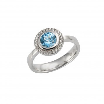 Ring 925/- Sterling Silber Zirkonia & sy. Blautopas