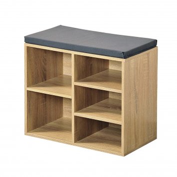 Garderobenbank mit 5 Fächern inkl. Sitzkissen Sonoma