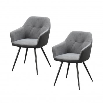 Stuhl 2er Set Wildlederoptik Anthrazit/Grau Joschka