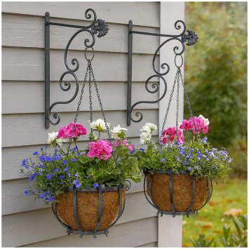 Pflanzkorb zum Hängen 2er Set mit Wandhalterung