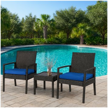 Sitzgruppe 3-teilig Santadi Blaue Kissen