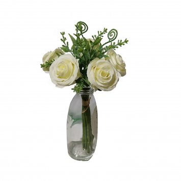 Kunstblume Rosenstrauß in Vase Flora