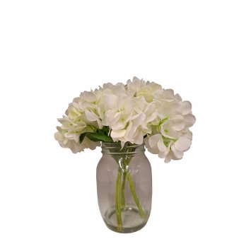 Hortensie Weiß in Vase Kunstblume Flora