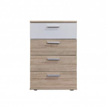 Nachtkommode 4 Schubladen Nina Sonoma Weiß