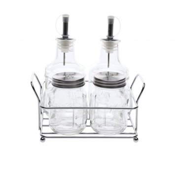 Menage-Set unbefüllt 5 Teile Glas/Metall