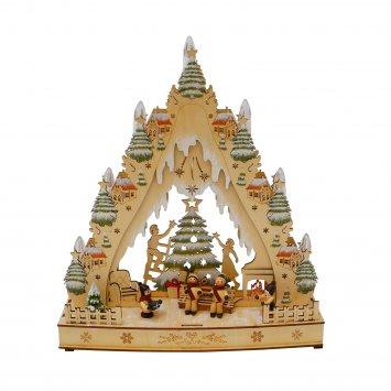 LED Schwibbogen aus Holz 35 cm breit Weihnachtsbeleuchtung