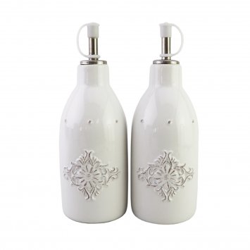 Öl- und Essigspender Keramik weiß 2er-Set Bessie