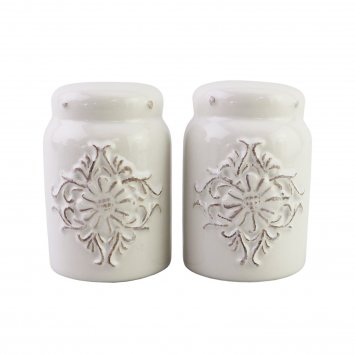 Salz - und Pfefferstreuer Keramik weiß Bessie