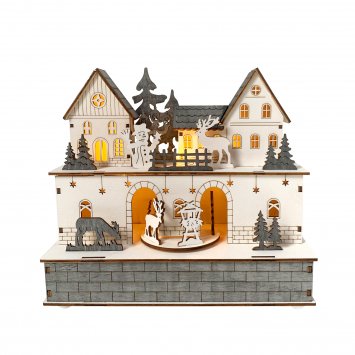 Beleuchtete Weihnachtsszene mit beweglichen Figuren