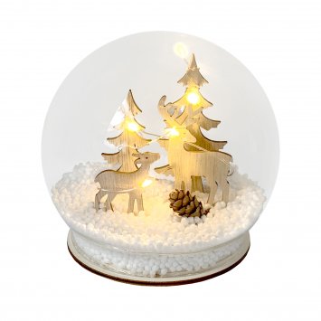 Beleuchtete Schneekugel mit Rehen