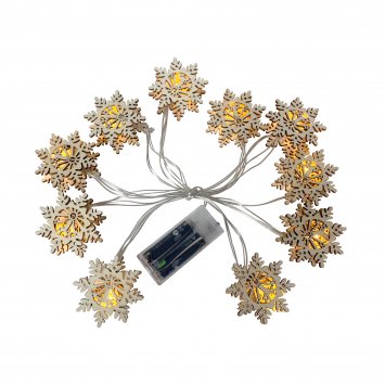Lichterkette mit 10 LED Schneeflocken