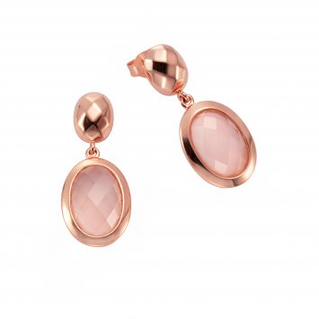 Ohrstecker 925 Silber rosé vergoldet mit Chalcedon