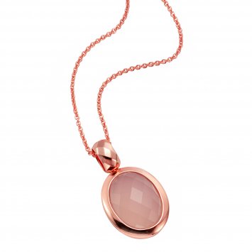 Anhänger mit Kette 925 Silber rosé vergoldet mit Chalcedon