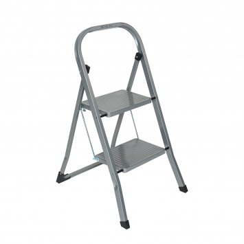 Stufenleiter mit 2 Stritten Metall Silber