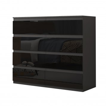 Kommode Kenji 8 Schubladen Hochglanz Schwarz