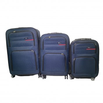 3-teiliges Softkoffer-Set mit Teleskopstange und 4 Doppelrollen