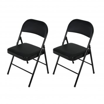 Klappstuhl Wedigo Kunstleder Schwarz-Schwarz 2er-Set