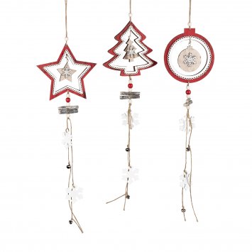 Holzanhänger 3er Set Stern, Weihnachtsbaum, Weihnachtskugel
