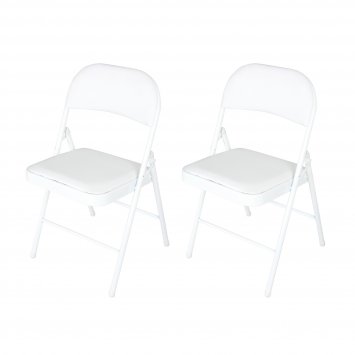Klappstuhl Wedigo Kunstleder Weiß-Weiß 2er-Set