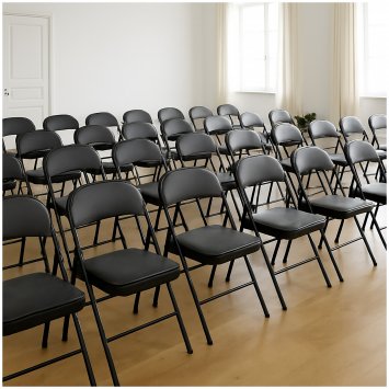 Klappstuhl Wedigo Kunstleder Schwarz-Schwarz 4er-Set