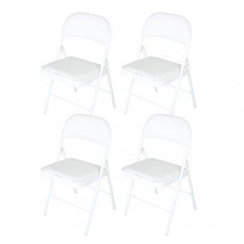 Klappstuhl Wedigo Kunstleder Weiß-Weiß 4er-Set