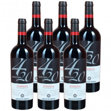 Bio Colle al Vento Primitivo Salento IGP Rotwein trocken 750ml 6er Pack