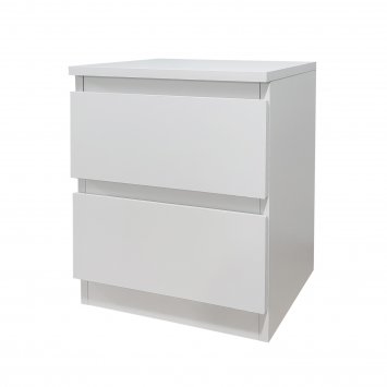 Nachtkommode mit 2 grifflosen Schubladen Thekla Weiß
