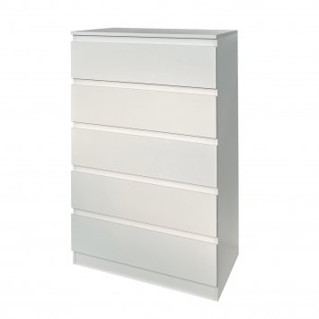 Kommode mit 5 grifflosen Schubladen Thekla Weiß