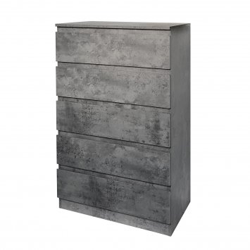 Kommode mit 5 grifflosen Schubladen Thekla Beton