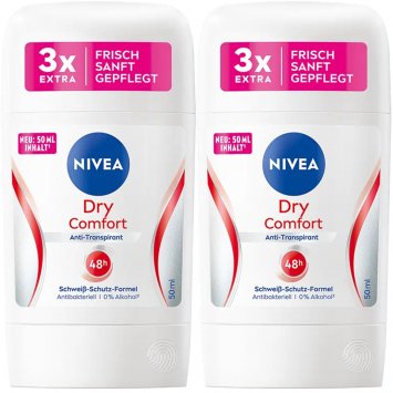 Nivea Deo Stick Dry Comfort Plus Anti Transpirant 50ml 2er Pack