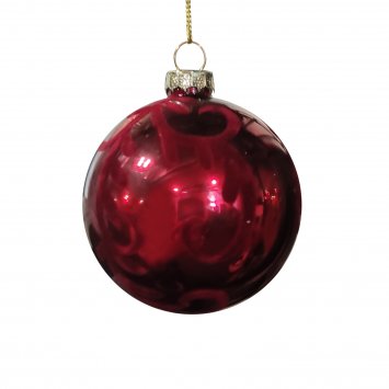 Weihnachtskugel Ø 8 cm Burgund mit Samtigen Ornament