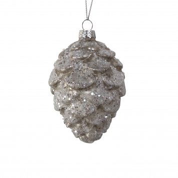 Christbaumschmuck in Zapfenform Weiß Glitzer