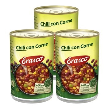 Erasco mexikanisches Chili con Carne mit grüner Peperoni 400g 3er Pack