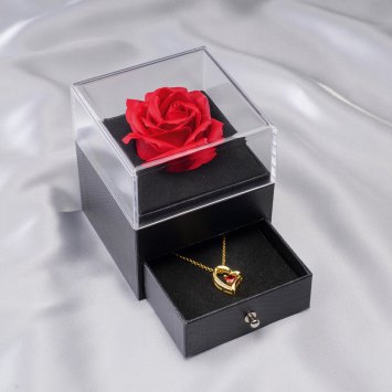 Schatulle mit ewiger Rose und Halskette