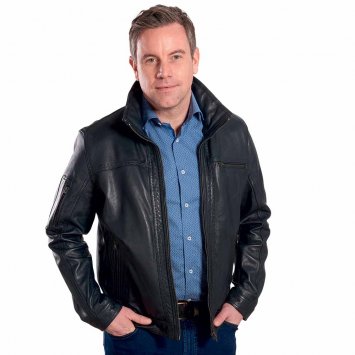 Lamm-Nappa Lederjacke, navy