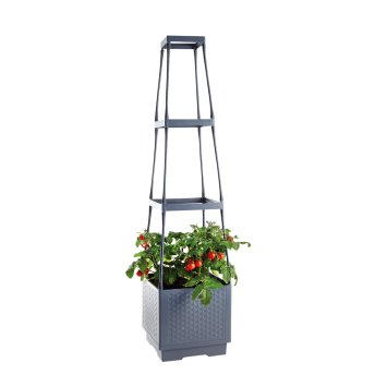 Pflanzturm Nessa Grau mit Rankhilfe