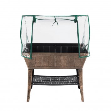 Hochbeet Nessa mit Frühbeetabdeckung Braun