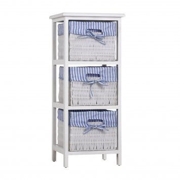 Regal mit 3 Körben Mia Landhaus Weiß Blau