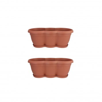 Blumenkasten mit Untersetzer 40 cm 2er Set Terracotta
