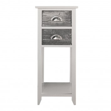 Beistelltisch 2 Schubladen Mia Landhaus Weiß Grau
