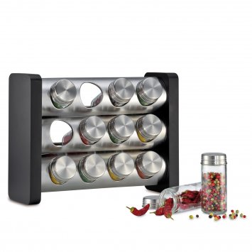 Gewürzständer mit 12 Gläsern Edelstahl