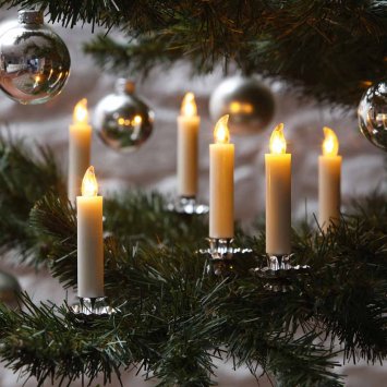 LED-Christbaumkerzen aus Echtwachs 10er-Set
